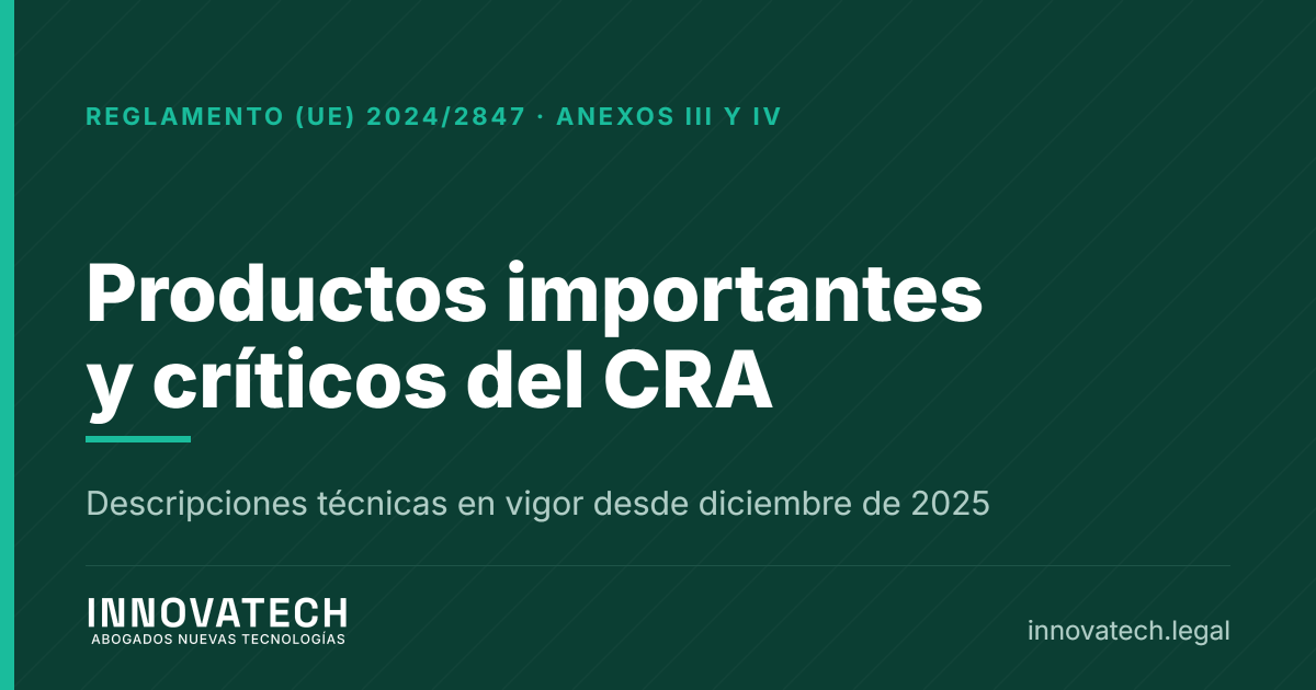 Clasificación de productos en el Cyber Resilience Act, cuáles son importantes o críticos — Innovatech Abogados