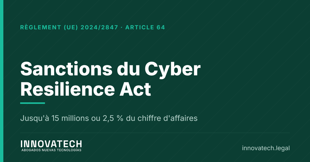Sanctions du Cyber Resilience Act, amendes et autorités compétentes en Espagne — Innovatech Abogados